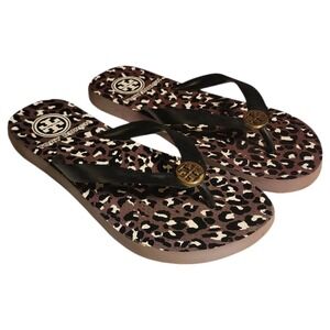 Tory Burch Flip Flop Sandals Womens Size 9 PVC/EVA Gold Logo Mob Wife Mobwife